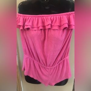 AWESOME VINTAGE PINK TERRY CLOTH OP ROMPER S